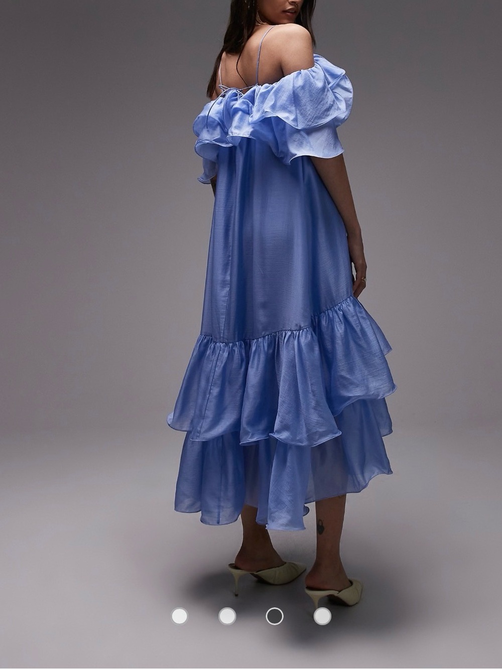 Off-Shoulder Ruffled Maxi Dress in light blue - Picture 3 of 4